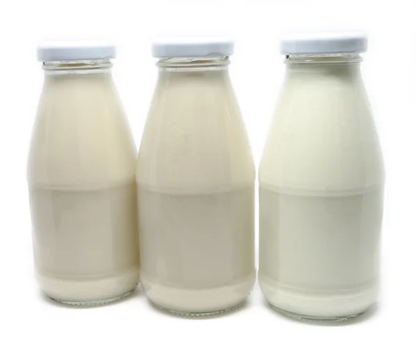 Soya ve süt süt izole şişe — Stok fotoğraf