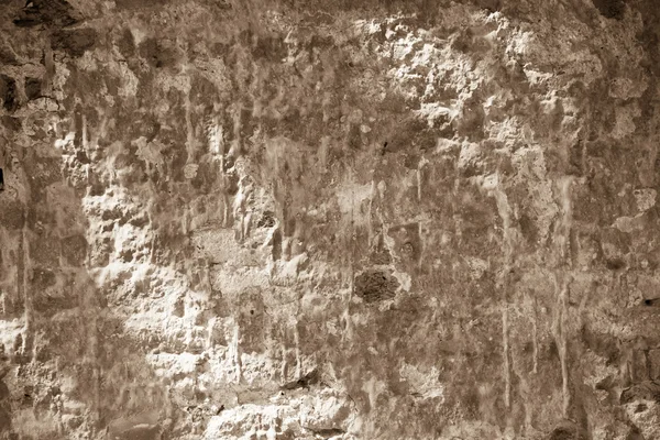 コンクリート背景セピア色のトーンで荒廃したレンガの壁 — ストック写真