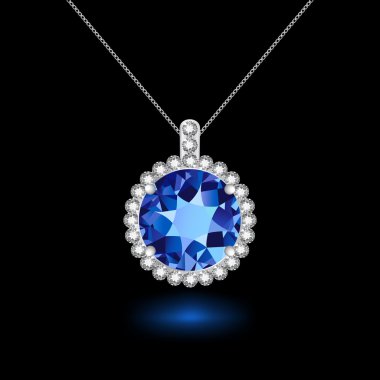 Kolye gümüş zincir üzerinde safir ile. 