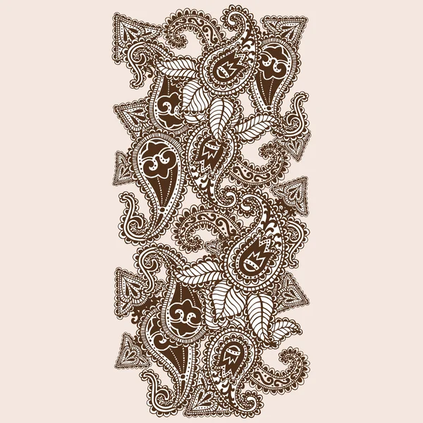 Hand-Drawn Henna Mehndi Abstract Mandala Flowers — Stock Vector