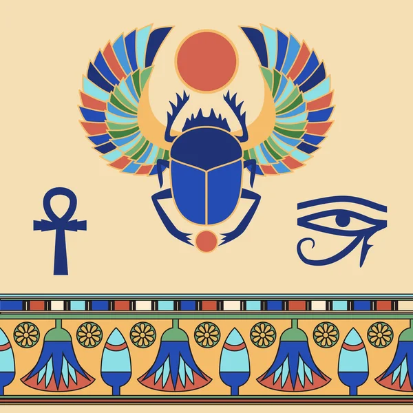 SCARAB. Egyptiska ikoner. — Stock vektor