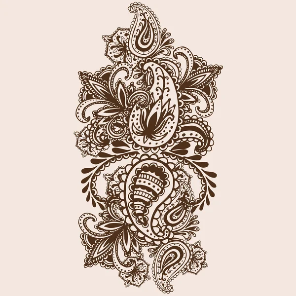 Handgetekende Henna Mehndi abstracte Mandala bloemen en Paisley Doodle — Stockvector