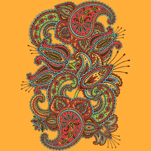 Аннотация Henna Mehndi Abstract Mandala Flowers and Paisley Doo — стоковый вектор