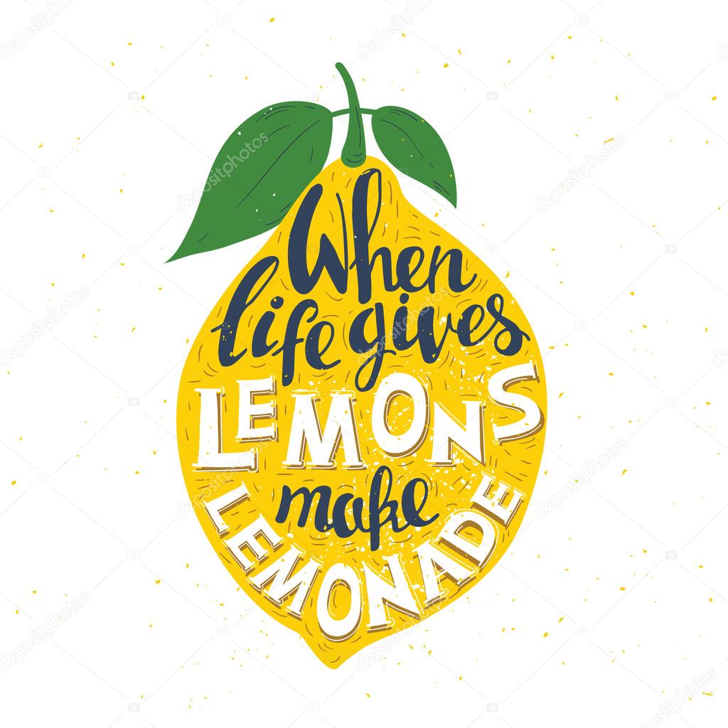 Hand drawn typography poster. Lemon with inscription 