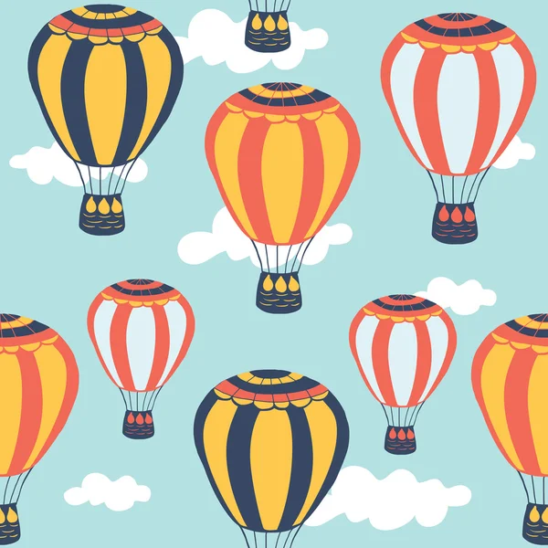 Hot air balloon seamless pattern. — Stock Vector