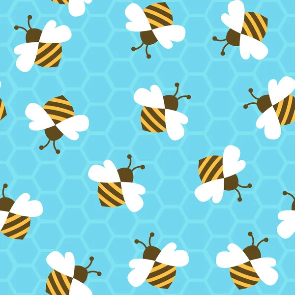 벌 꿀과 비입니다. 원활한 패턴. — 스톡 벡터