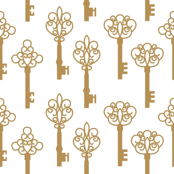 Seamless pattern with antique keys. Vector Illustration — Stock Vector