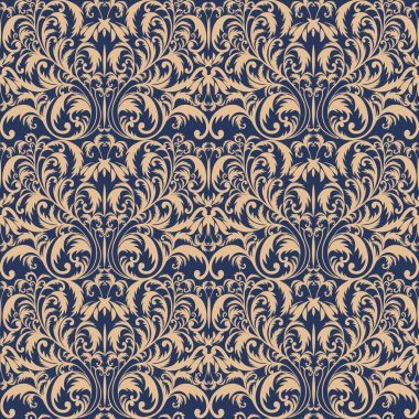 Dikişsiz Barok desen. Altın desen. Antika arka plan davet, kumaşlar için. Vektör çizim