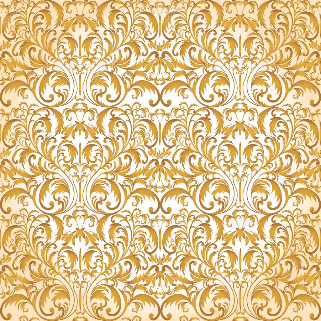 Seamless Baroque pattern. Golden pattern. Vintage background for invitation, fabrics. Vector illustration