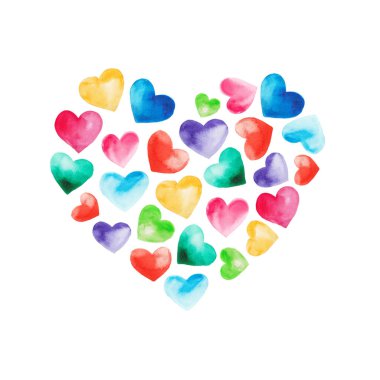 Beyaz arkaplanda suluboya kalpler