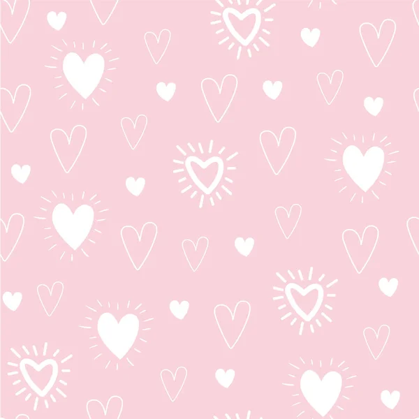白い背景にハートのバレンタインデーのためのシームレスなパターン バレンタインデー 結婚式 愛の概念 ベクターイラスト — ストックベクタ