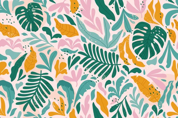 Tropical Seamless Pattern Monstera Exotic Leaves Vector — Stock Vector