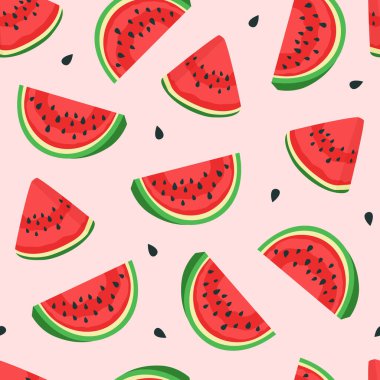 Pembe arka planda karpuz deseni. Vektör