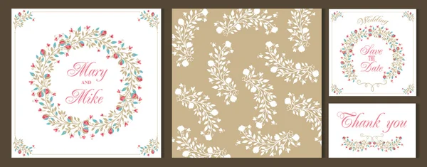 Set carte d'invitation de mariage. Fleurs douces . — Image vectorielle