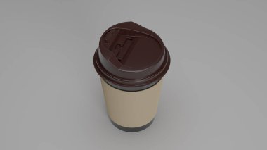 İçecekler için kapaklı gerçekçi resim plastik / kağıt bardaklar. Model, boş 3d şablon