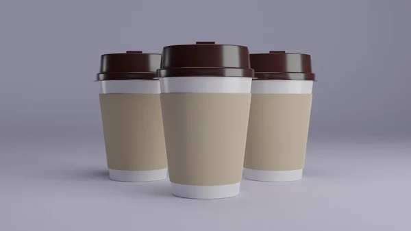 Realistic image plastic / paper cups with lid for drinks mockup, blank 3d template