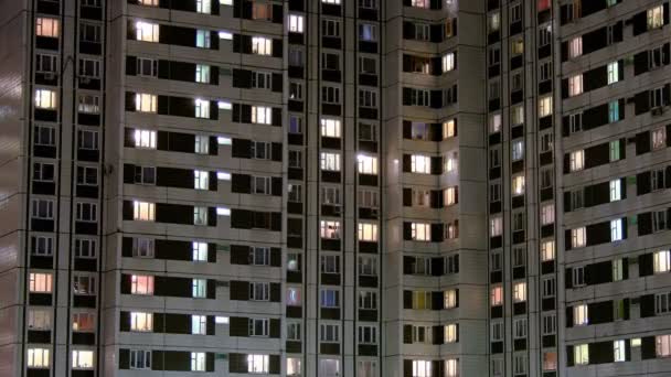 Apartment house Windows illuminated — Stock Video