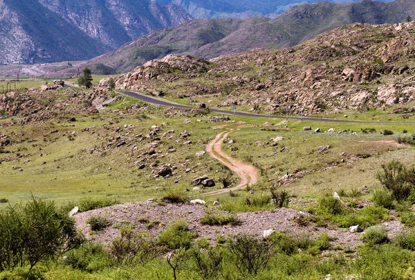 Altai mountains rocks roads — Stock Photo, Image