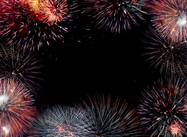 Bordure Cadre Composée Feux Artifice Isolés Sur Fond Noir Avec Image En Vente