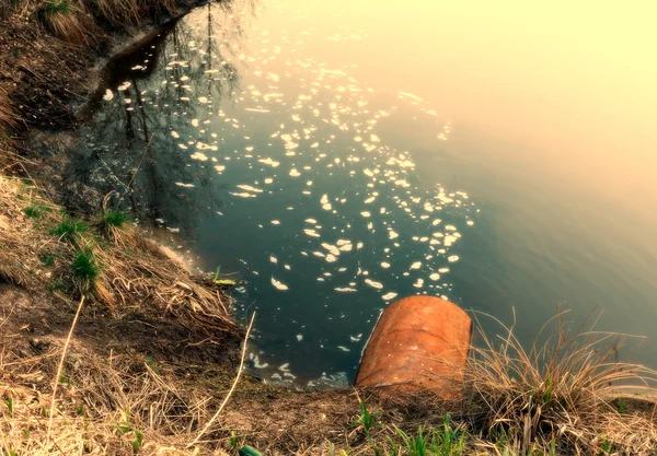 Waterverontreiniging Industrieel Afvalwater Wateren Afval Producten Gaan Uit Van Een — Stockfoto