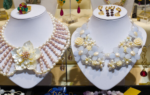 Jewellery storefront necklaces beads