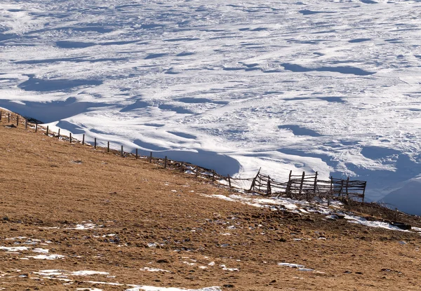 Rural fence snow — Stock Photo, Image