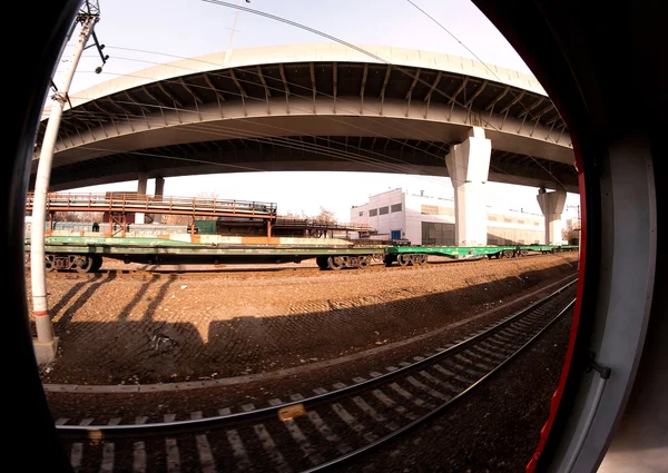 Spoorlijn uitzicht vanaf de trein — Stockfoto