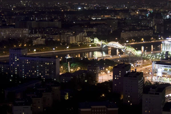 Moskou nacht luchtfoto — Stockfoto