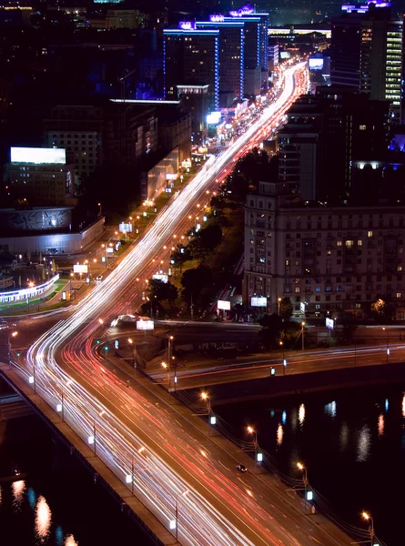 Moscow  night traffic — Stock Photo, Image
