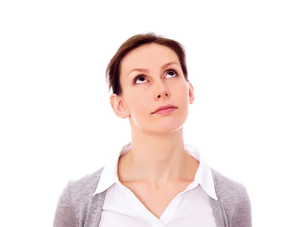 Businesswoman looking up above — Stock Photo, Image