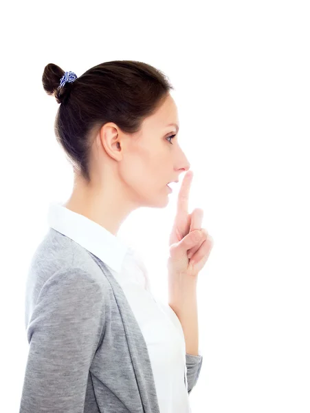 Woman gesturing secret — Stock Photo, Image