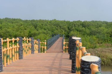 Çevrenin tahta köprüden manzaralı görüntüsü