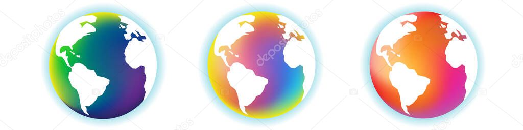 a hypothetical change in the color of our planet as a result of climate warming. the blue planet turns into a red ball. stock vector illustration. EPS 10.