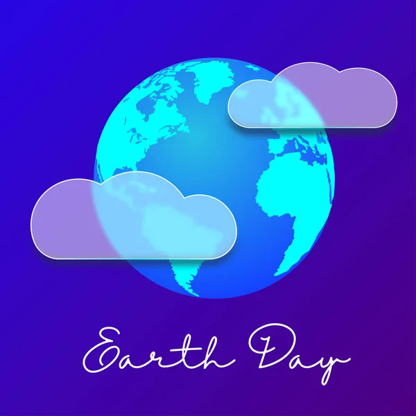 Drawing Effect Frosted Glass Style Glassmorphism Planet Earth Translucent Cloud — Stock Vector