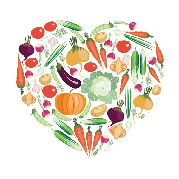 Иллюстрация Тему Здорового Питания Вегетарианства Овощи Продукты Растительного Происхождения Форме — стоковый вектор