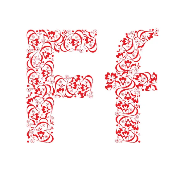 Літера Квіткових Віньєток Червоного Кольору Білому Тлі Векторні Ілюстрації Eps — стоковий вектор