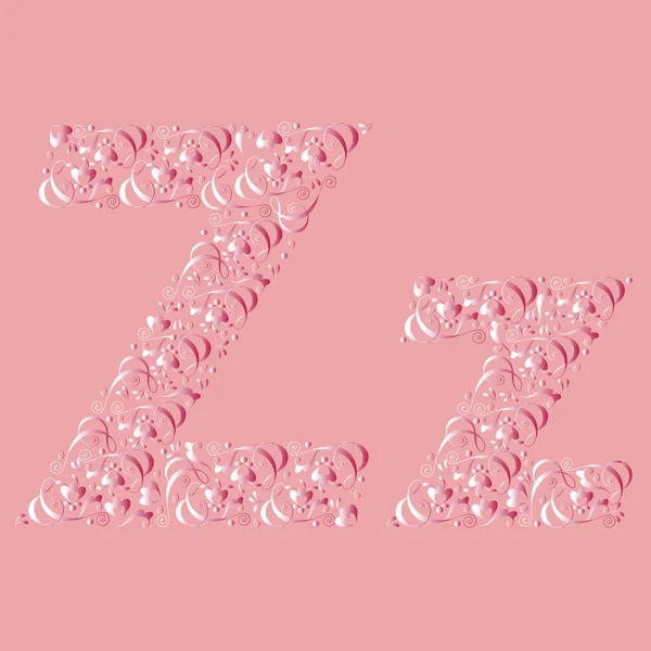 Letter Van Roze Florale Vignetten Een Roze Achtergrond Vectorillustratie Eps — Stockvector