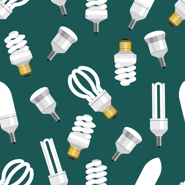 Motif Sans Couture Différentes Lampes Sur Fond Vert Foncé Lampes — Image vectorielle
