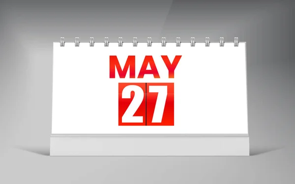 27 Mayıs, Masa Takvimi Şablonu. Tek Tarih Takvim Tasarımı.
