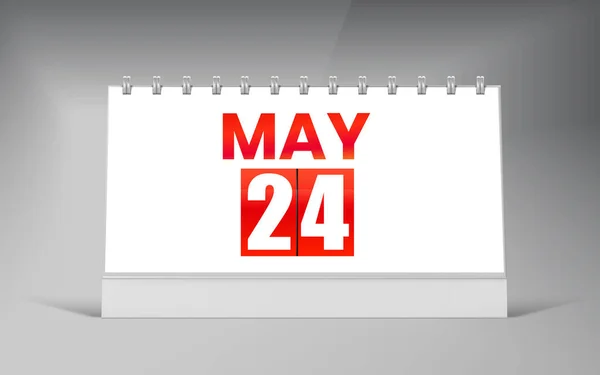 24 Mayıs, Masa Takvimi Şablonu. Tek Tarih Takvim Tasarımı.