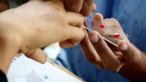 Kan Testi Serbest Kan Gruplama Kampanyası Kan Gruplama Yakın Çekim — Stok video