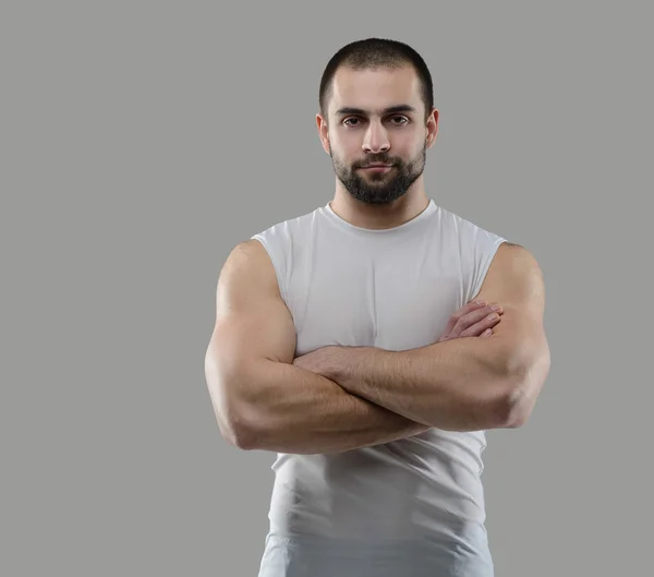 Büyük iş. Kas profesyonel vücut geliştirmeci portresi