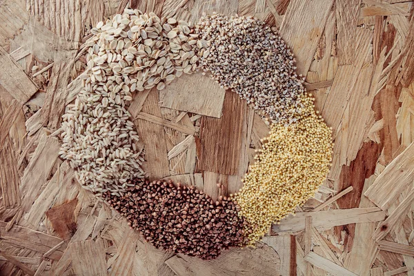 Collection Set of Cereal Grains Millet, Oat, Corn,Rice