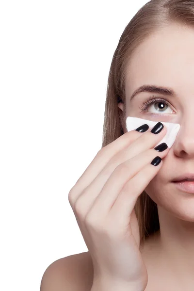 Woman using cotton pad — Stock Photo, Image