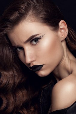 Güzellik siyah dudak makyaj