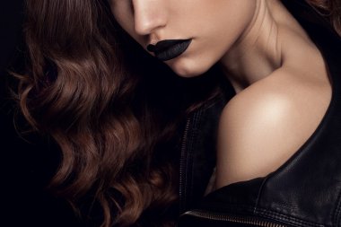 Güzellik siyah dudak makyaj