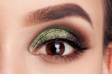 Beauty portrait girl model make-up green eyes clipart