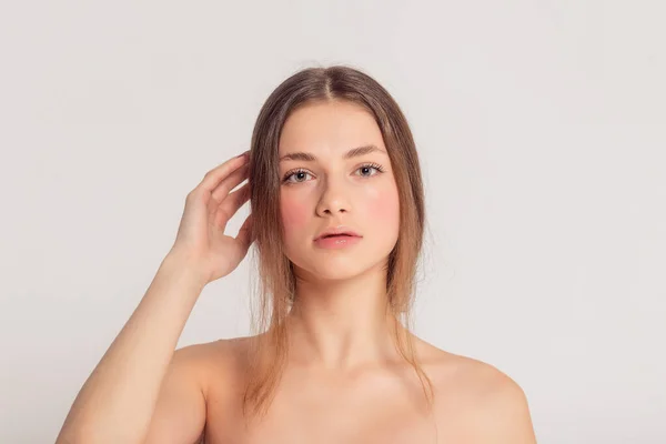 Gezondheid Schoonheid Concept Mooie Jonge Vrouw Met Schone Verse Huid — Stockfoto
