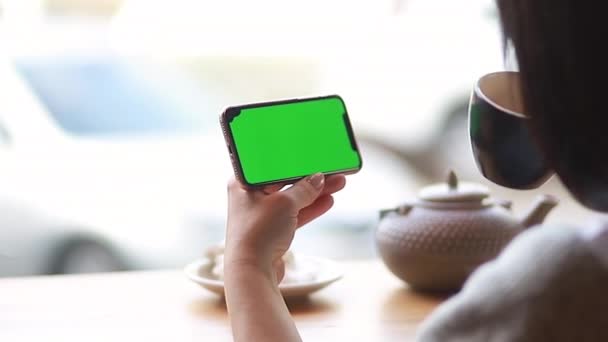 스마트폰 화면을 기술을 스크린과 크로마 마커와 마테와 크로마키 — 비디오
