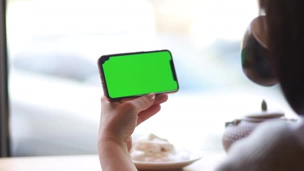 스마트폰 화면을 기술을 스크린과 크로마 마커와 마테와 크로마키 — 비디오